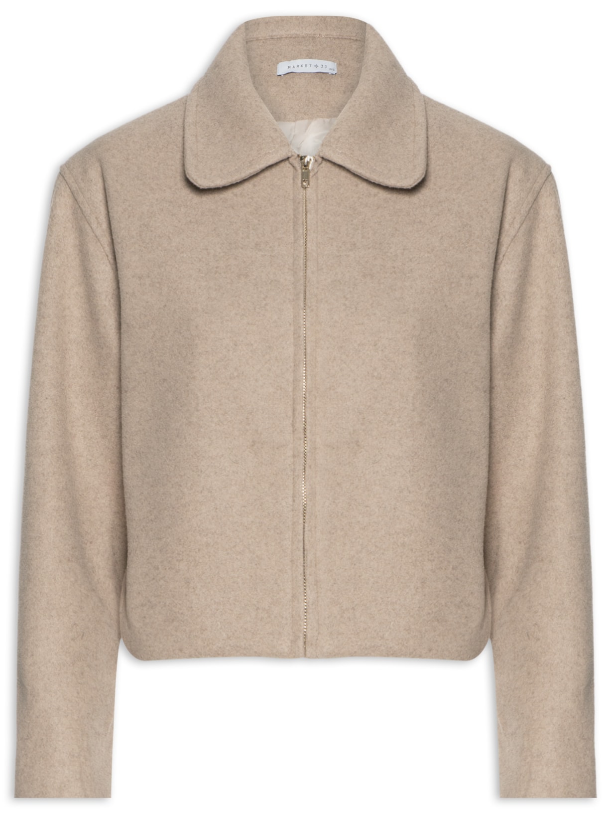 Casaco Feminino Com Gola Polo - Bege