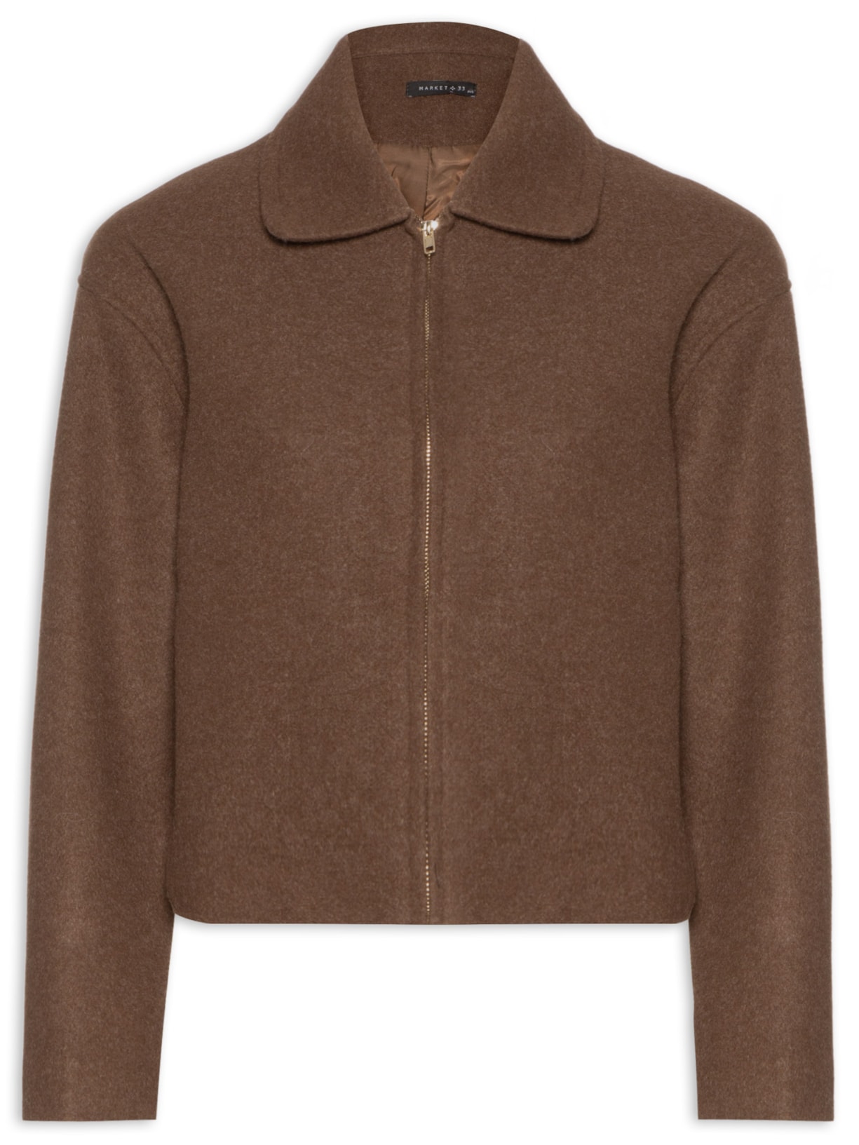 Casaco Feminino Com Gola Polo - Marrom