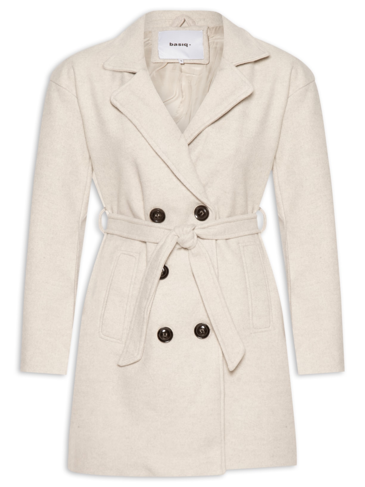 Casaco Feminino Com Transpasse Duplo - Bege