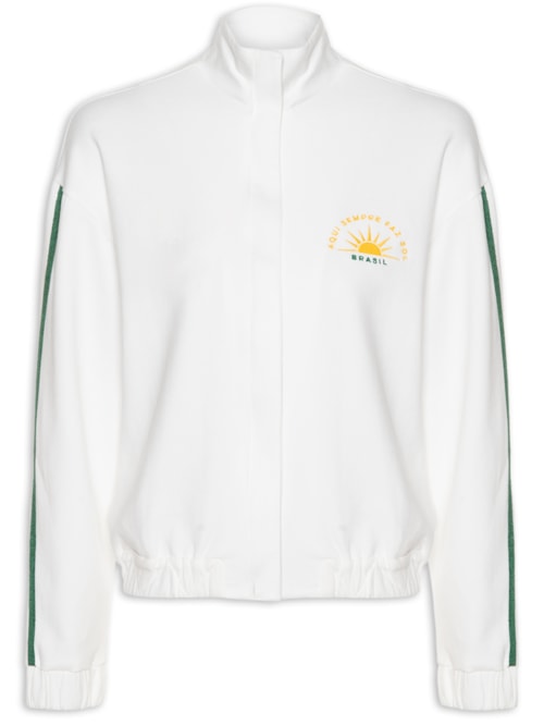 Casaco Feminino Copa Bordado Brasil - Branco