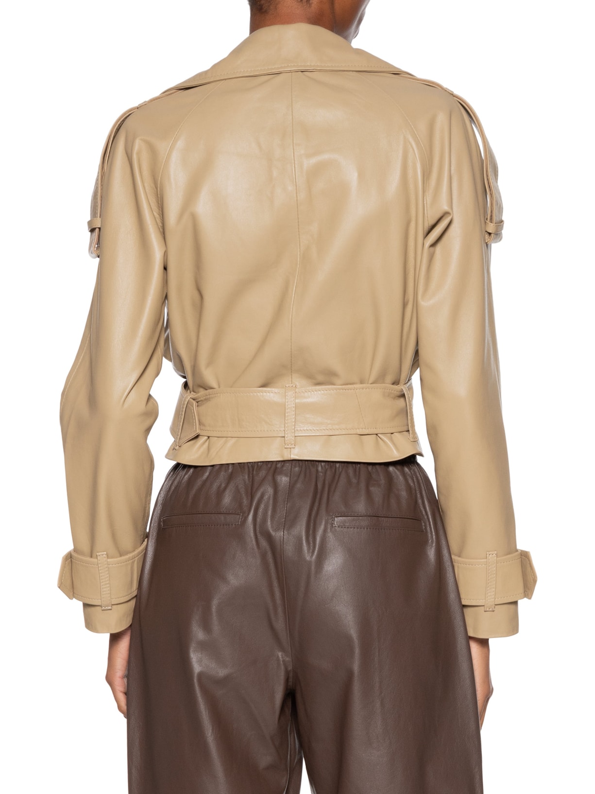 Casaco Feminino Couro Loui Oversized Bege Studio Kalline