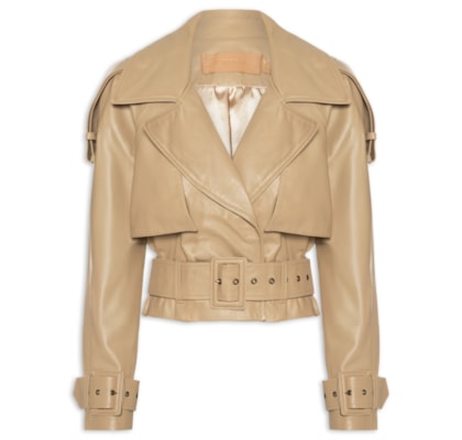 Casaco Feminino Couro Loui Oversized - Bege