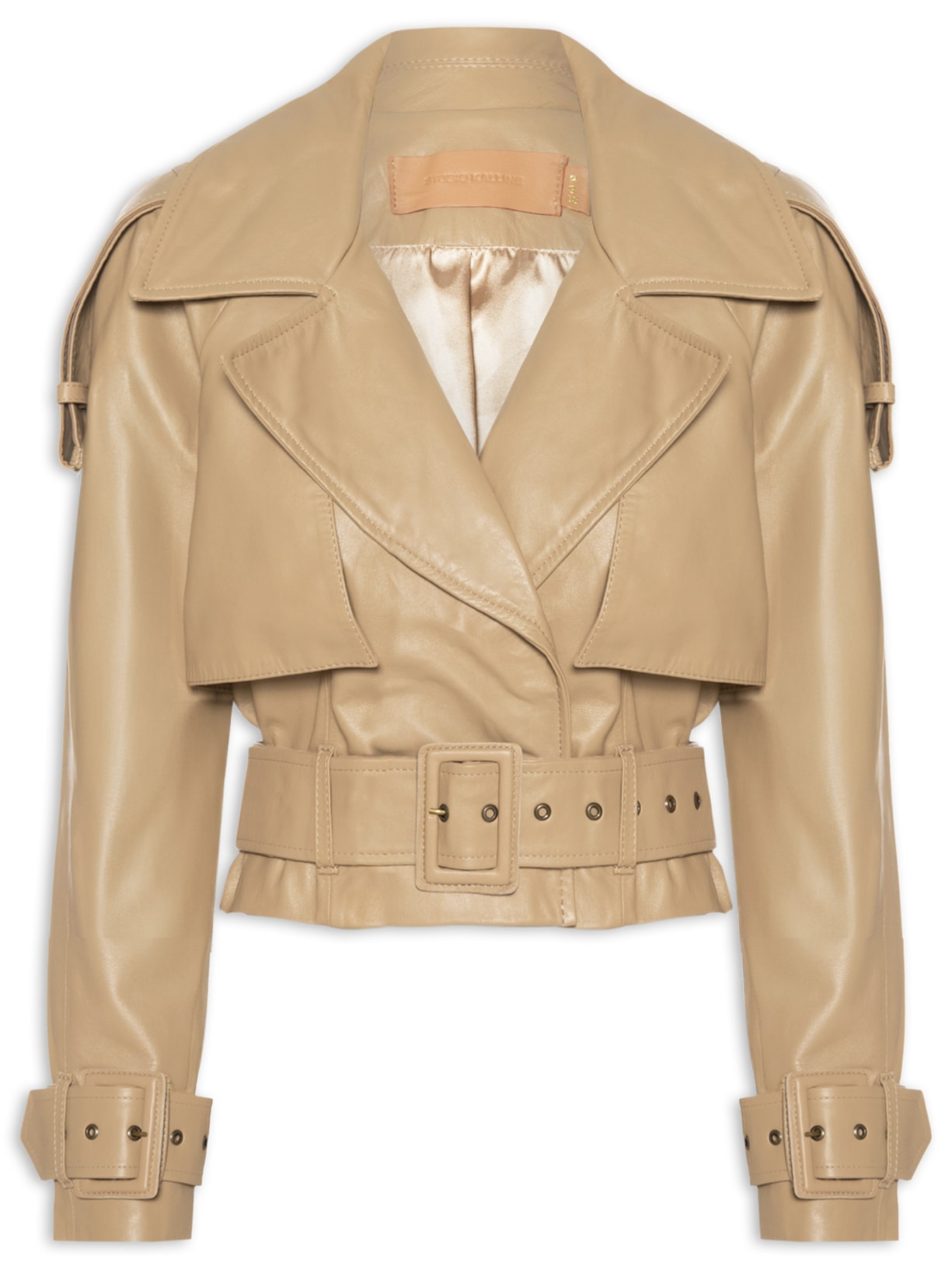 Casaco Feminino Couro Loui Oversized Bege Studio Kalline