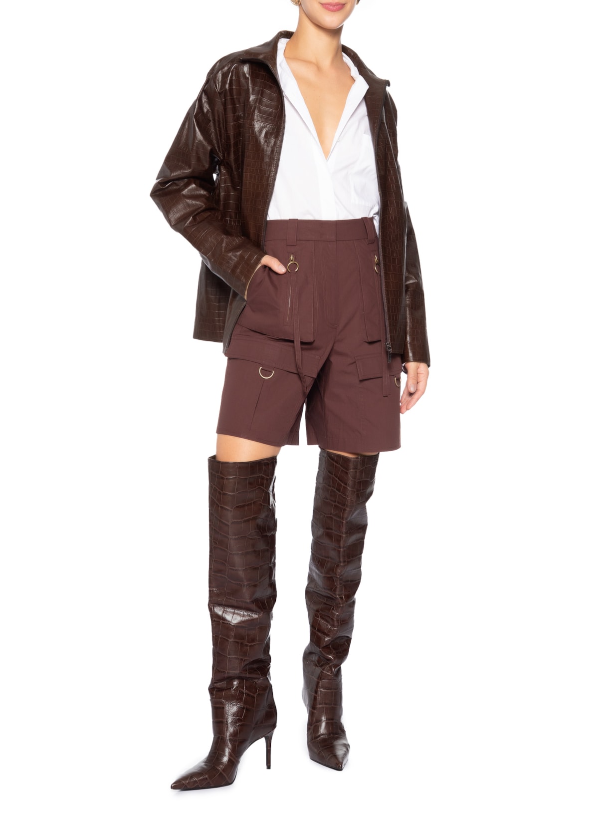 Casaco Feminino Couro Naomi Marrom Studio Kalline