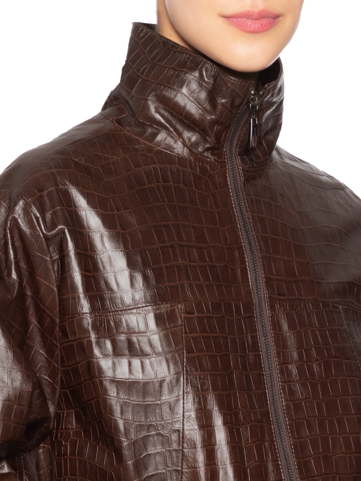 Casaco Feminino Couro Naomi Marrom Studio Kalline