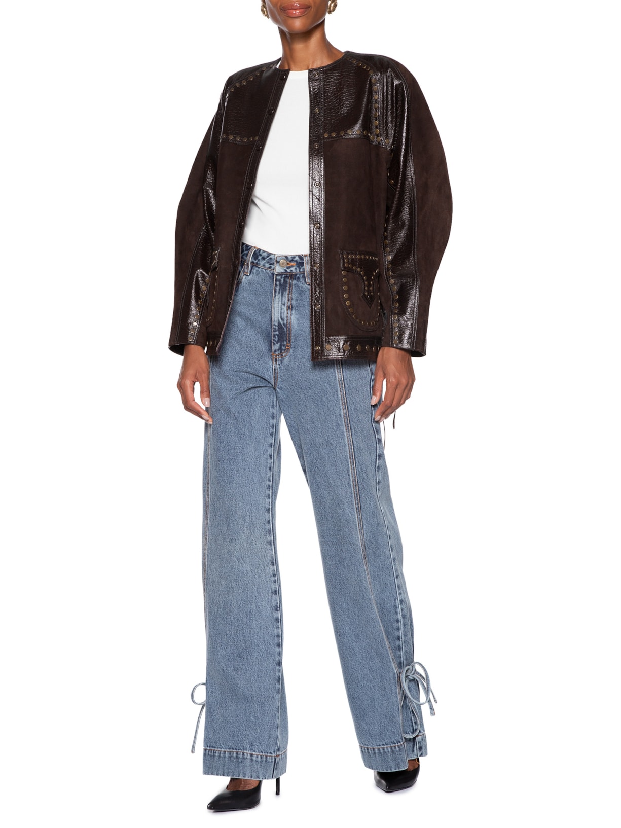 Casaco Feminino Couro Oliver Marrom Nk