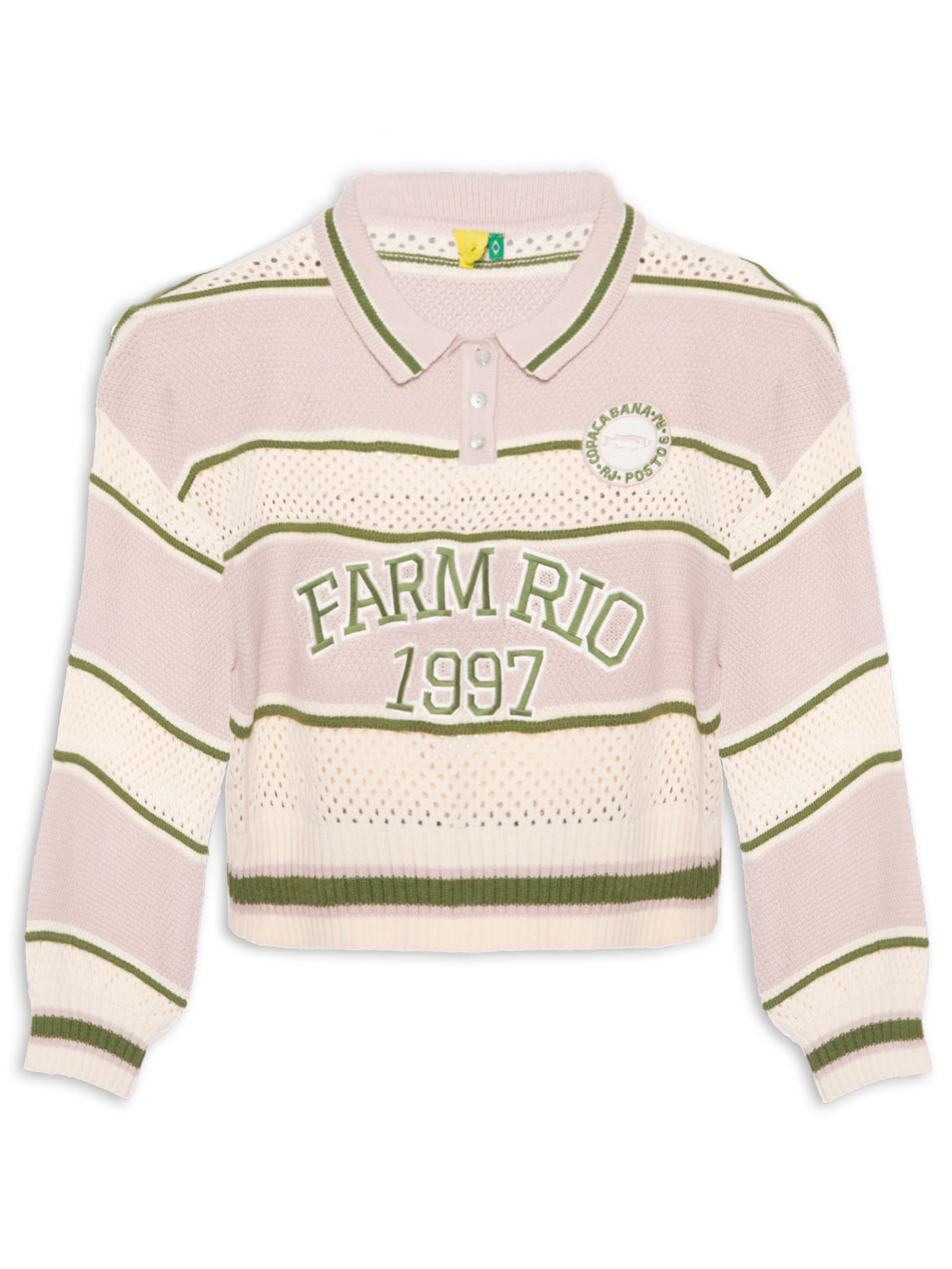 Casaco Feminino Cropped Tricot Listra - Rosa