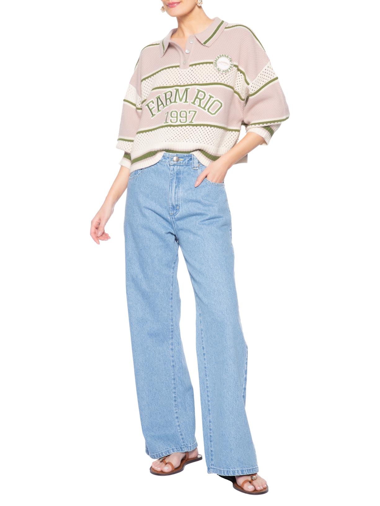 Casaco Feminino Cropped Tricot Listra Rosa Farm
