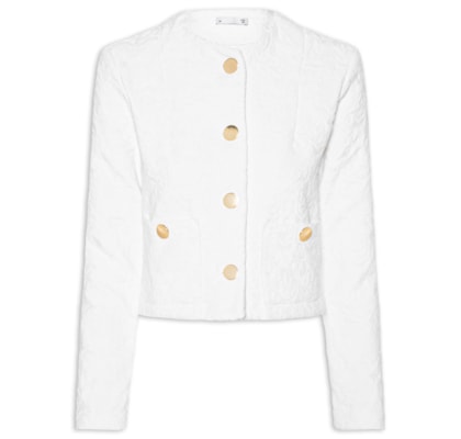 Casaco Feminino Curto Em Jacquard - Branco