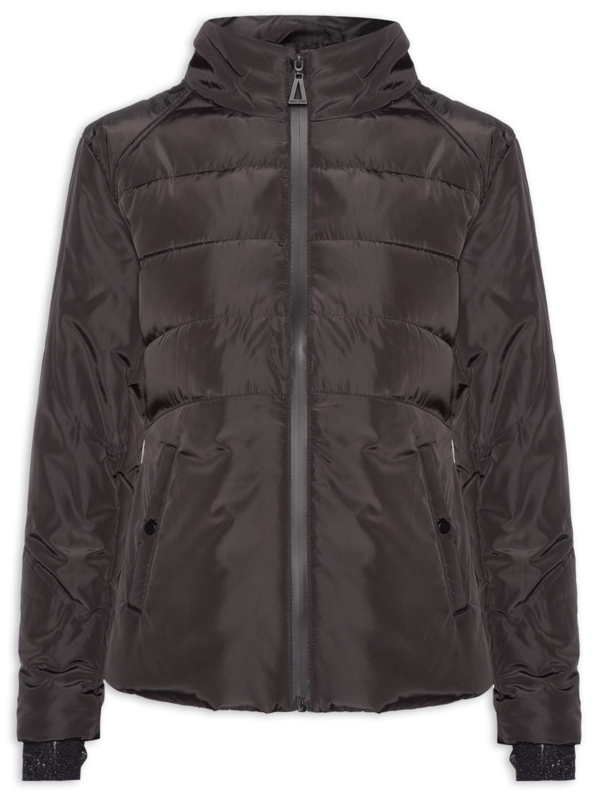 Casaco Feminino de Nylon e Malha Puffer Preto Animale Jeans