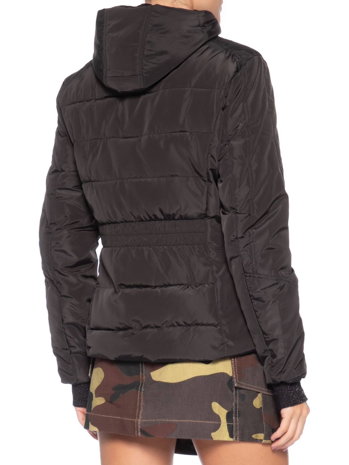 Casaco Feminino de Nylon e Malha Puffer Preto Animale Jeans