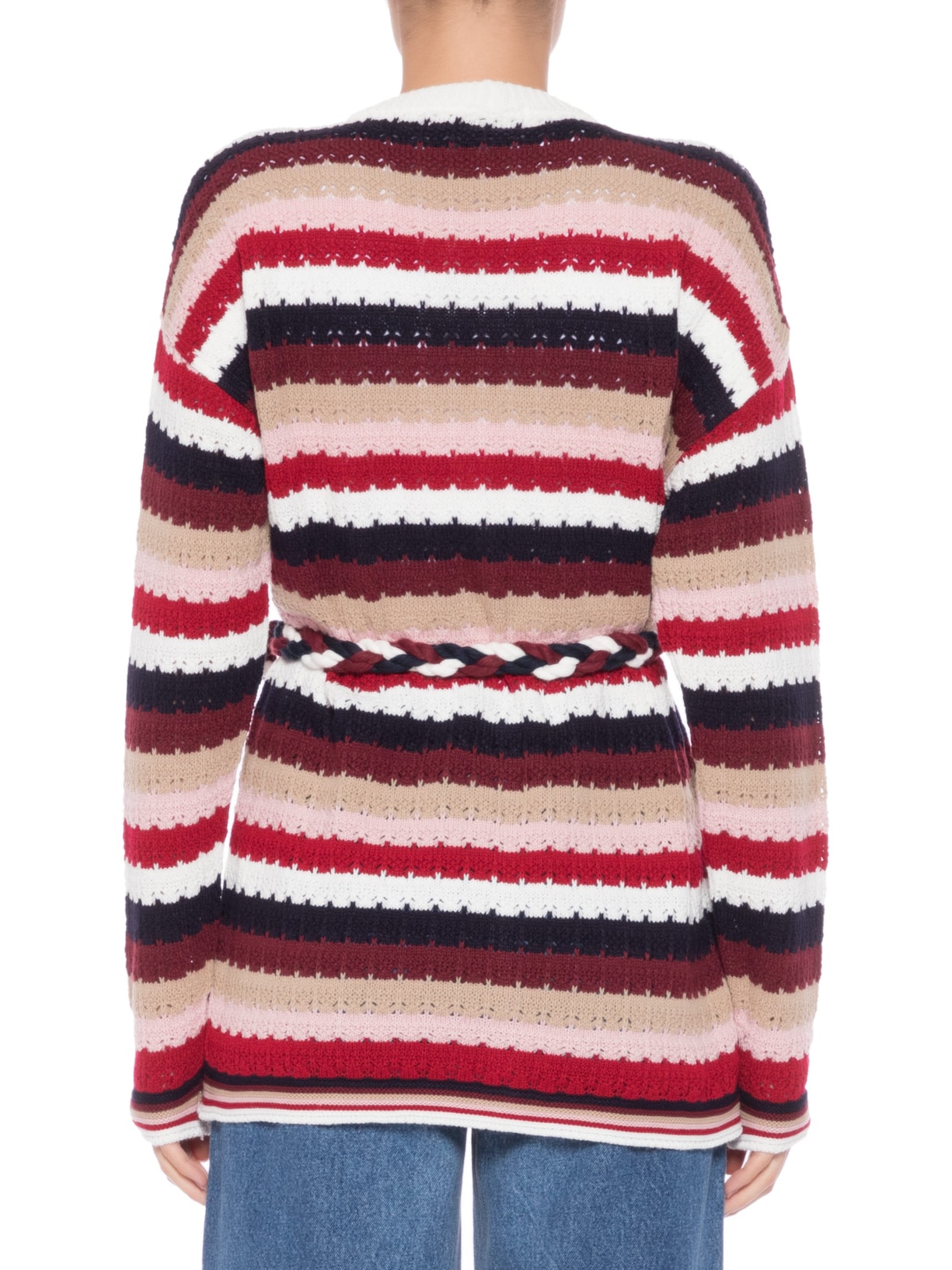 Casaco Feminino De Tricot Com Cinto Franjas Vermelho '2Essential