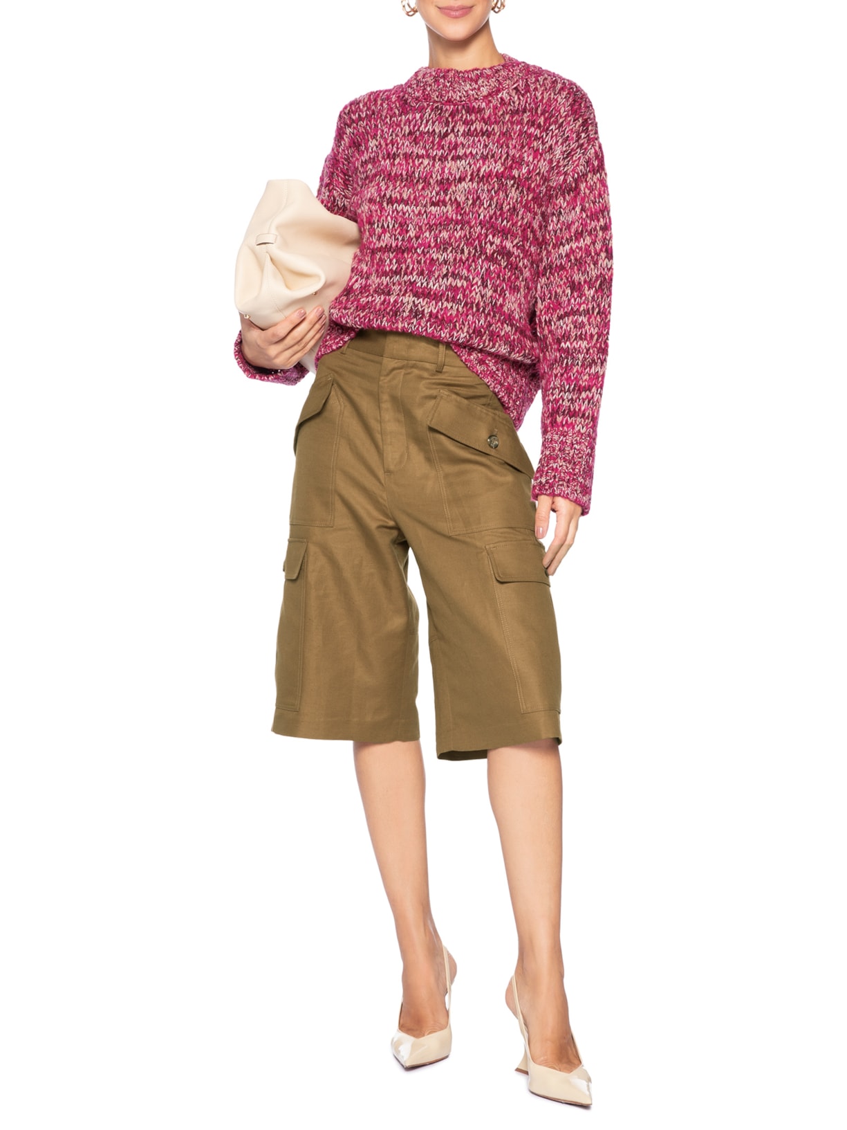 Casaco Feminino De Tricot Ponto Mix Rosa Animale