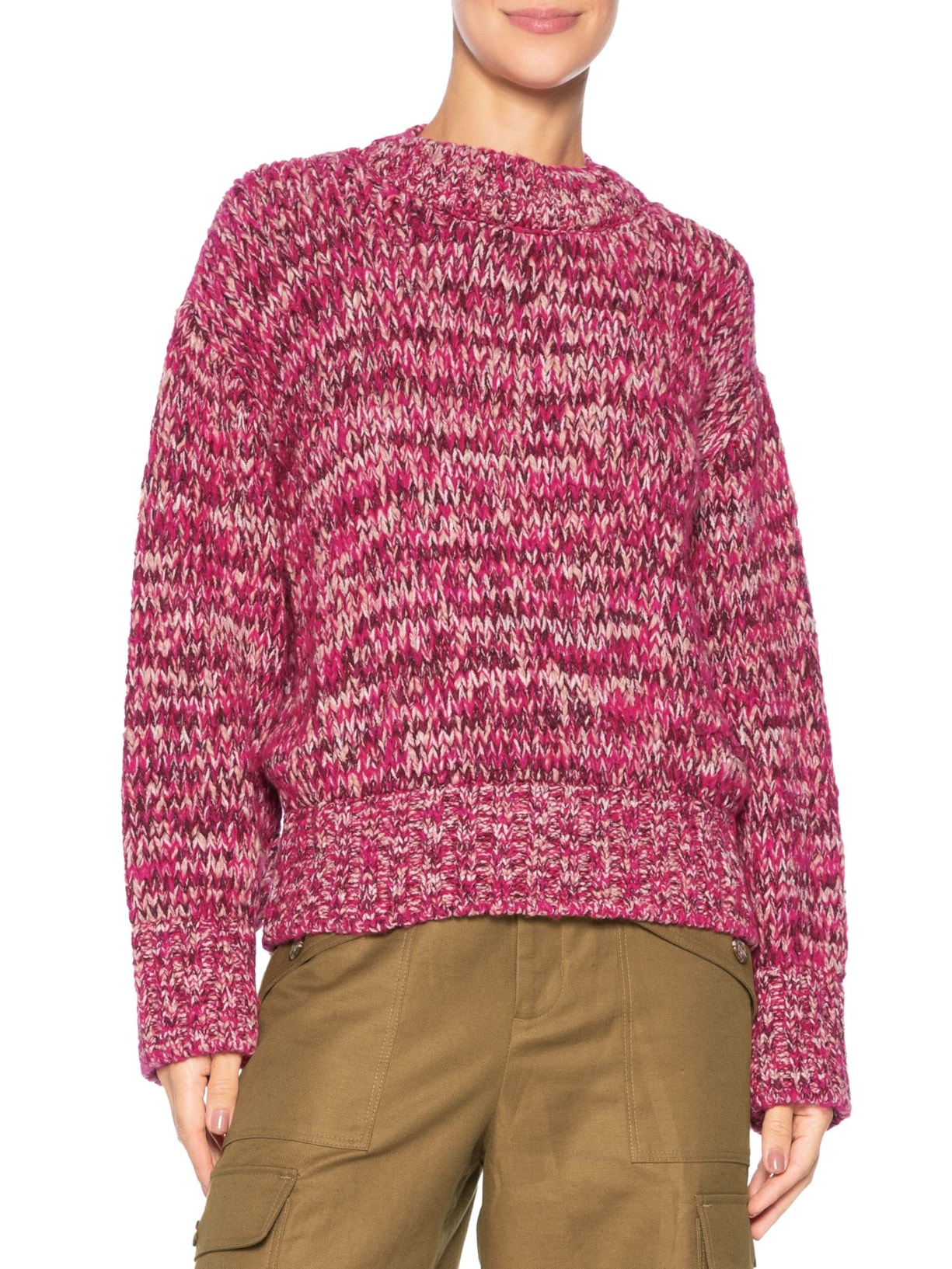 Casaco Feminino De Tricot Ponto Mix Rosa Animale