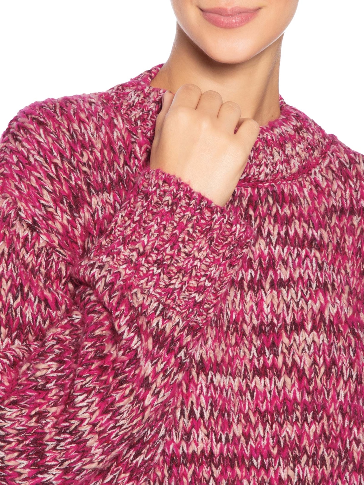 Casaco Feminino De Tricot Ponto Mix Rosa Animale