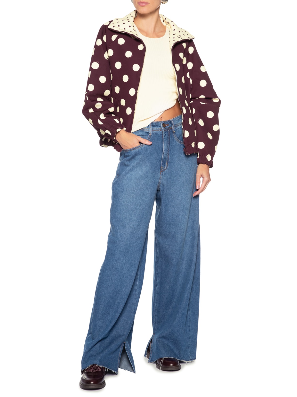 Casaco Feminino Double Petit Poa Marrom Farm