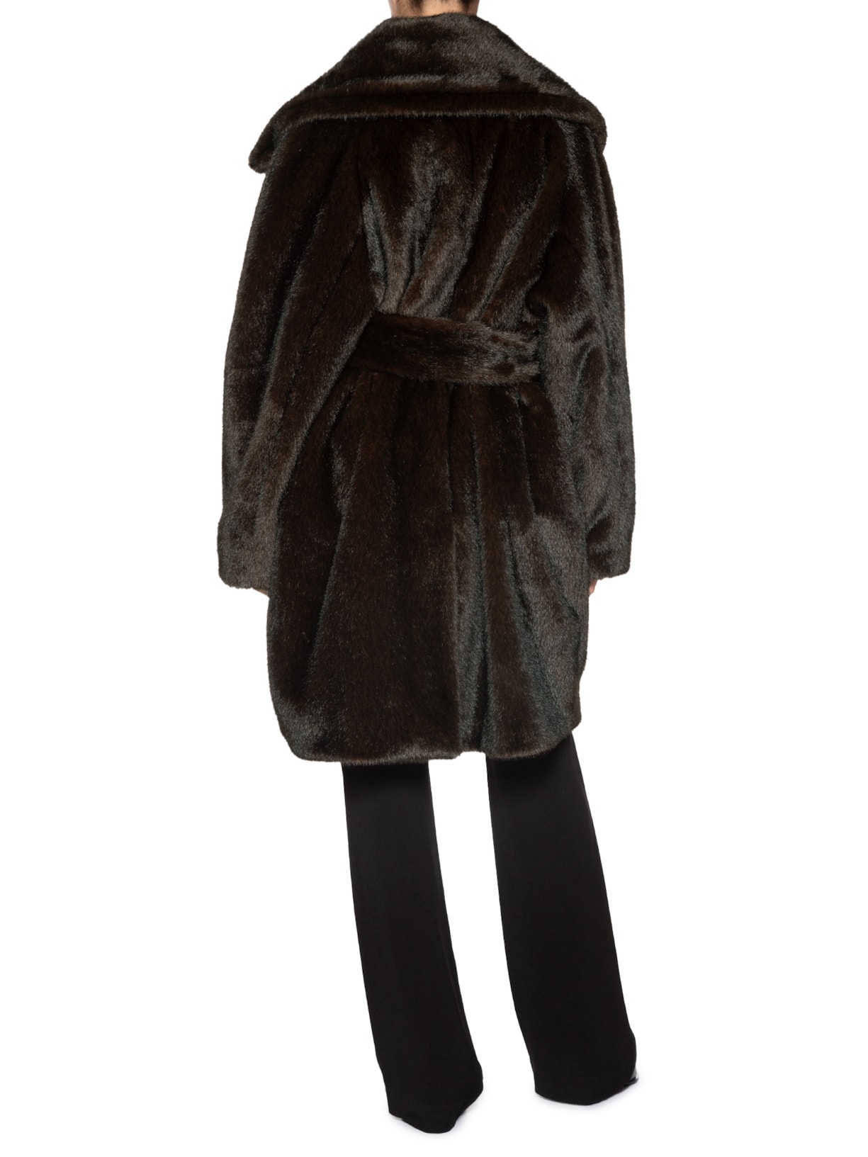 Casaco Feminino Faux Fur Belted Coat Marrom Coperni