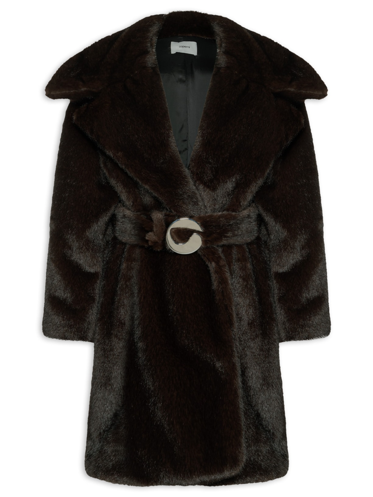 Casaco Feminino Faux Fur Belted Coat - Marrom