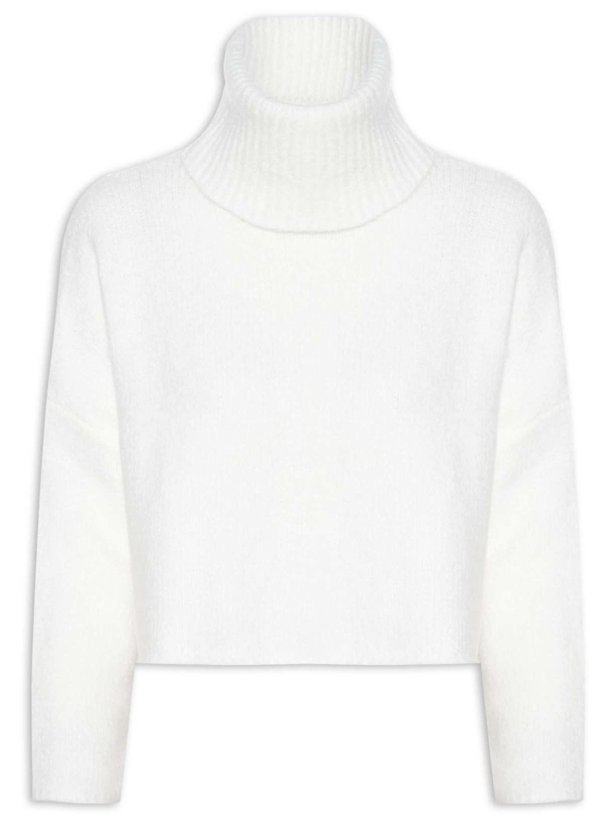 Casaco Feminino Gola Alta De Tricot - Off White