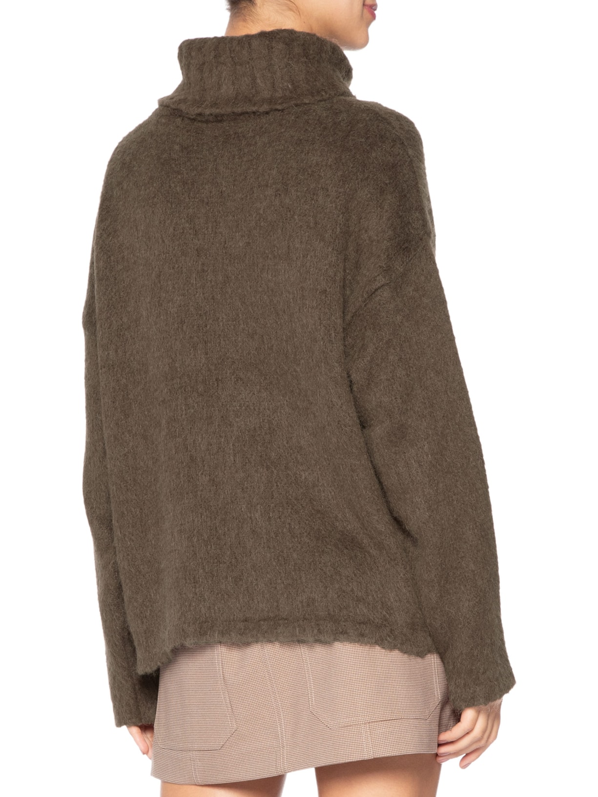 Casaco Feminino Gola Alta Dries De Tricot Marrom Animale