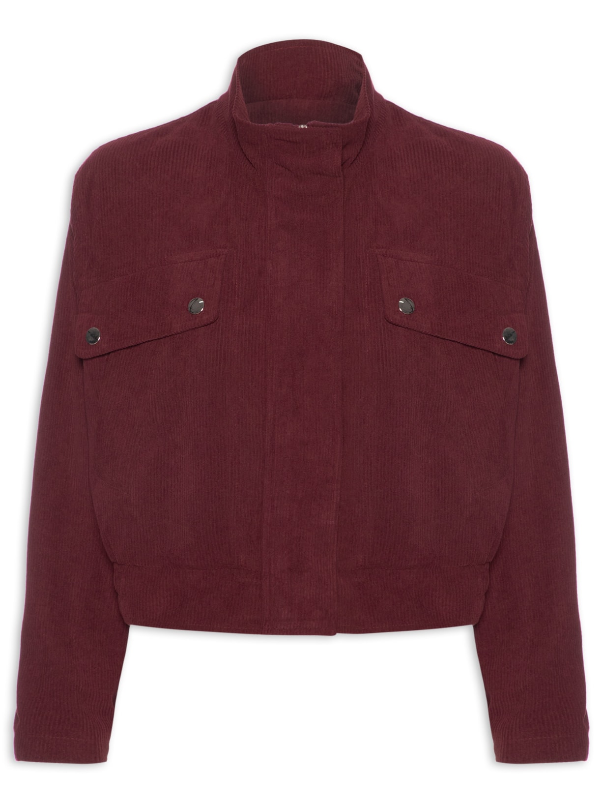 Casaco Feminino Gola Alta Em Veludo Cotelê Vermelho '2Essential