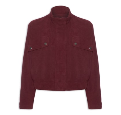 Casaco Feminino Gola Alta Em Veludo Cotelê - Vermelho