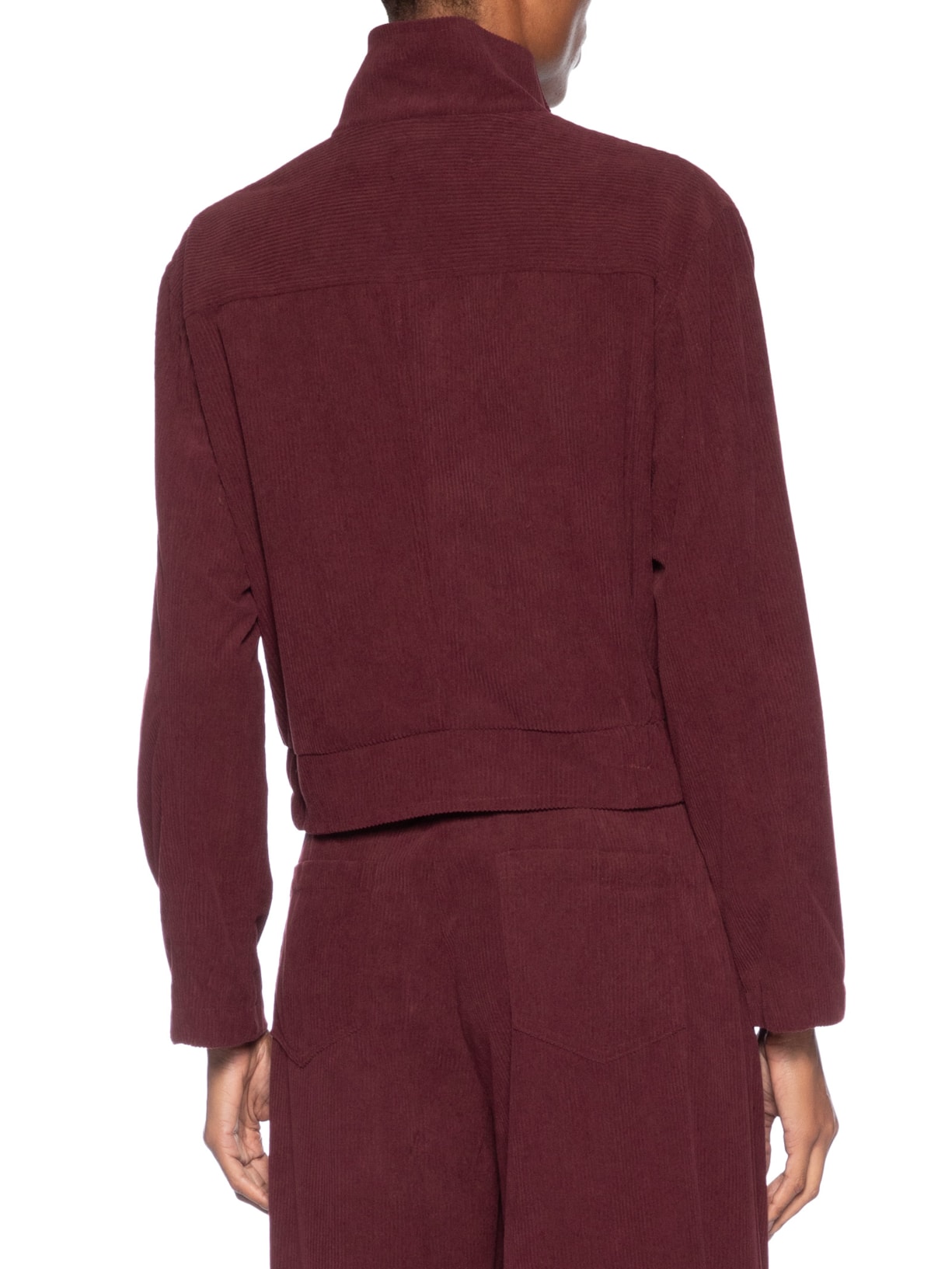 Casaco Feminino Gola Alta Em Veludo Cotelê Vermelho '2Essential