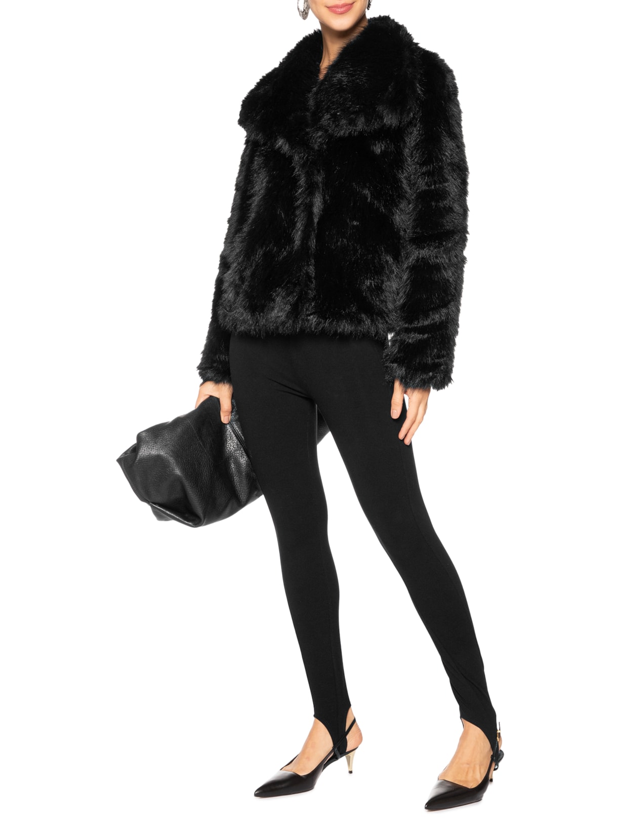 Casaco Feminino Gola Ampla Preto '2Essential