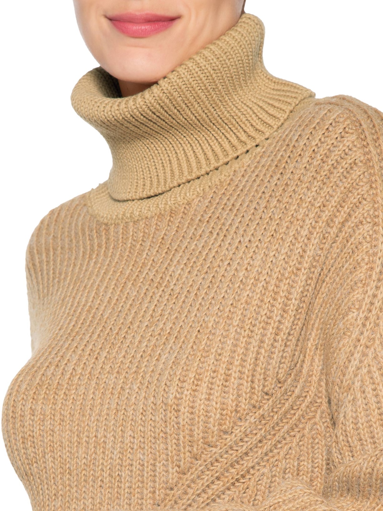 Casaco Feminino Gola Fio Trocado De Tricot Marrom Animale