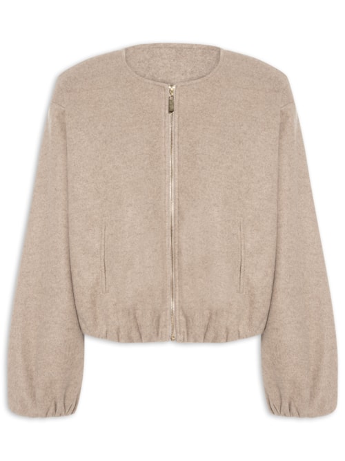 Casaco Feminino Gola Redonda - Bege