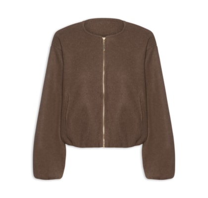 Casaco Feminino Gola Redonda - Marrom