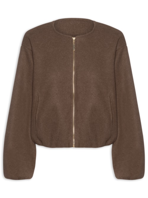 Casaco Feminino Gola Redonda - Marrom
