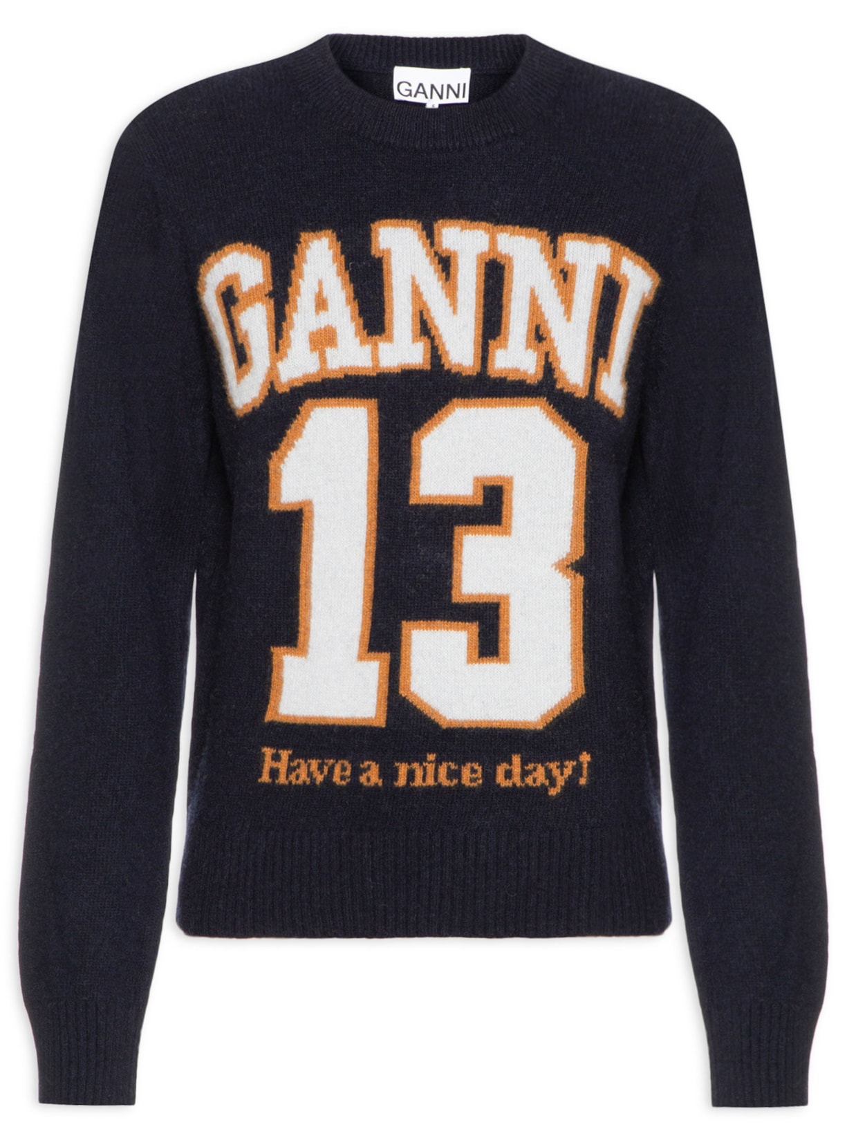 Casaco Feminino Graphic Wool Mix Baseball Crewneck - Azul