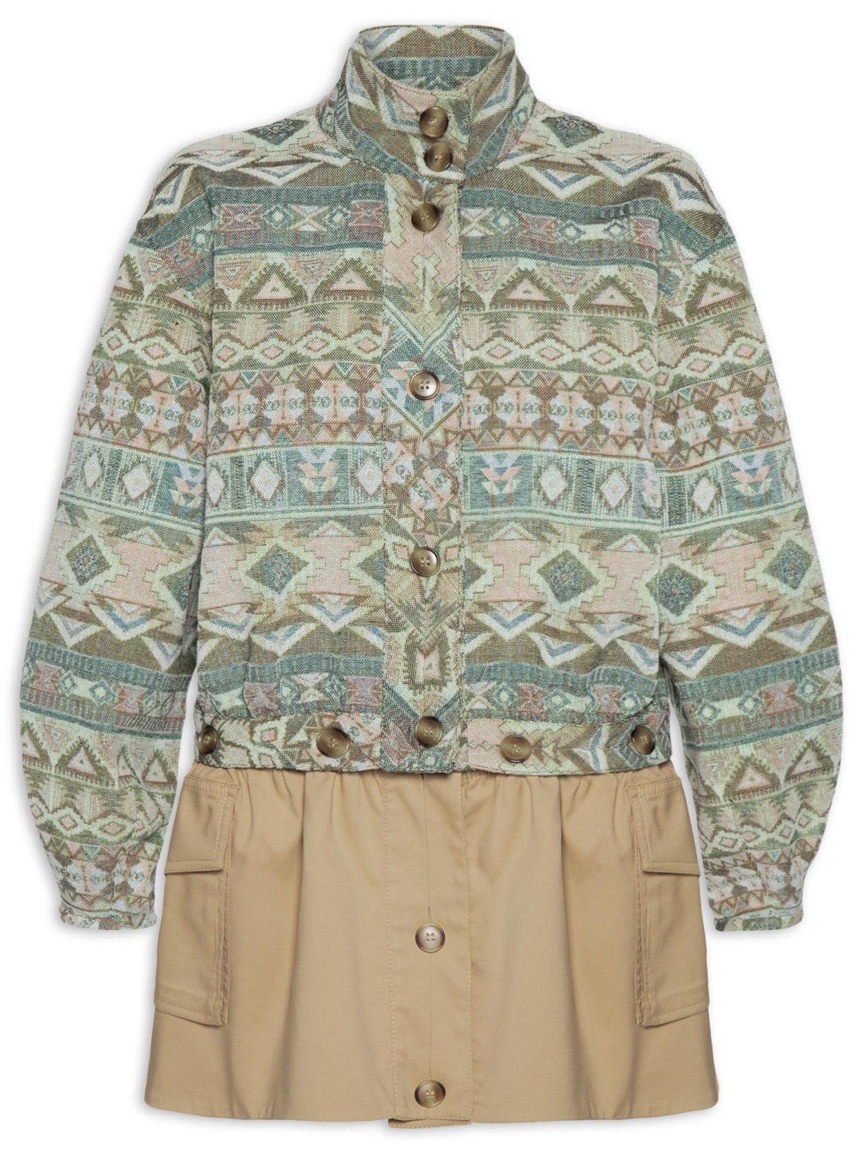 Casaco Feminino Jacq Folk Zora Bege Nk