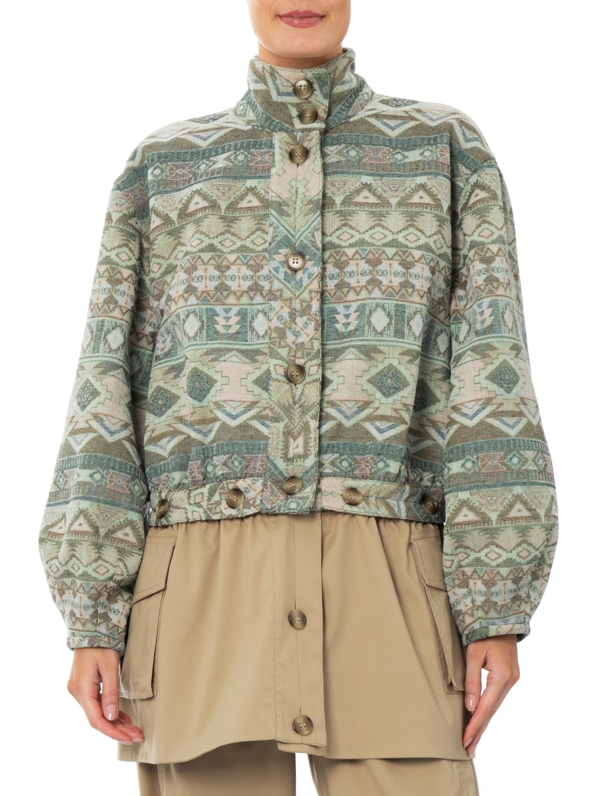 Casaco Feminino Jacq Folk Zora Bege Nk