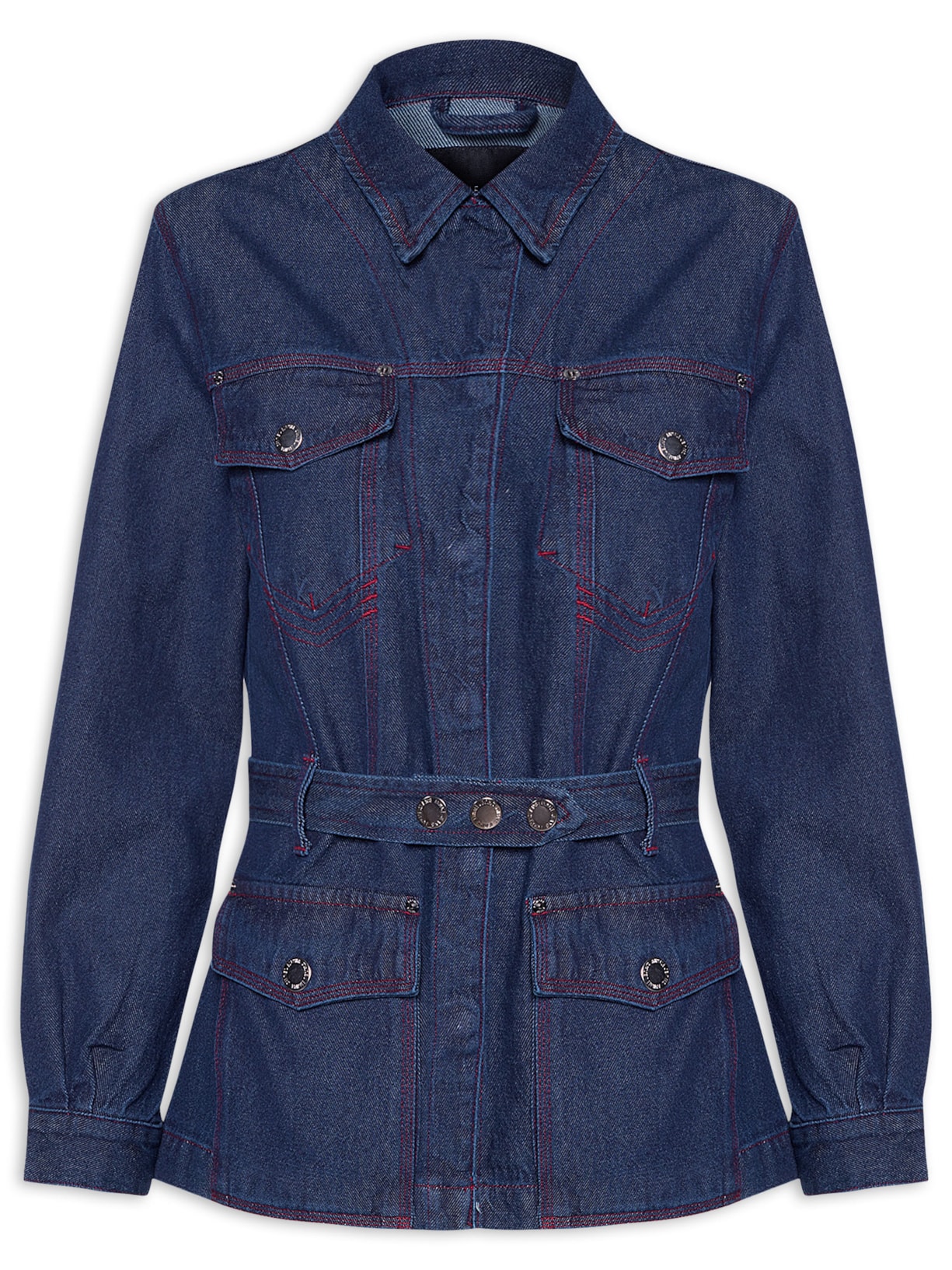 Casaco Feminino Jeans Pesponto Bordeaux - Azul