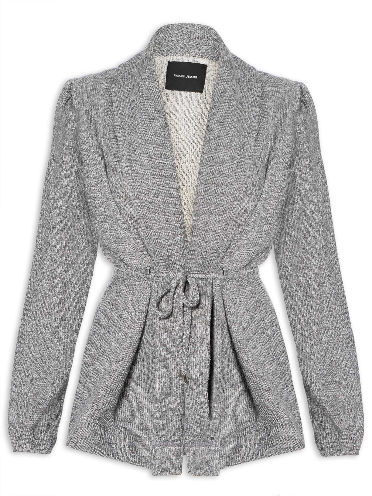 Casaco Feminino Kimono Lurex Manga Bufante - Cinza