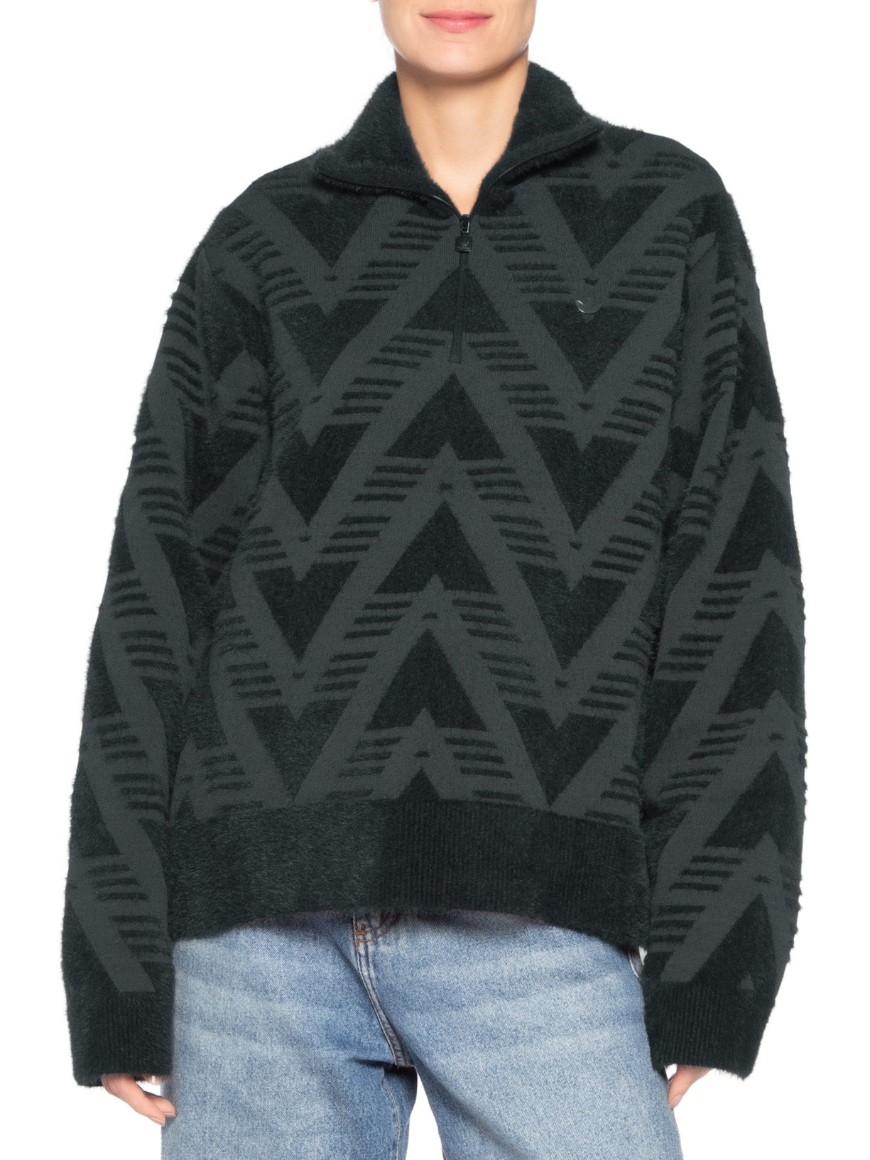 Casaco Feminino Knit Half Zipped- Preto Adidas Originals