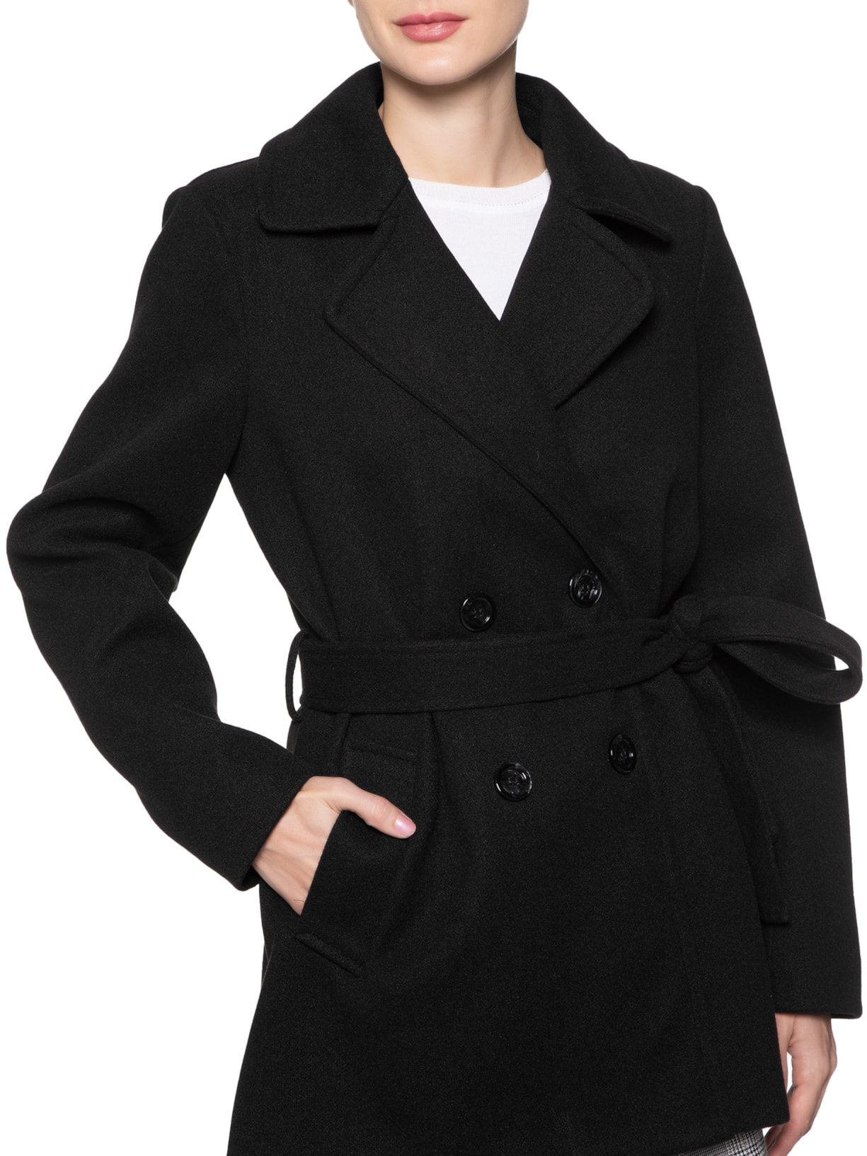 Casaco Feminino La Batida Com Cinto Basiq Preto - Main Image