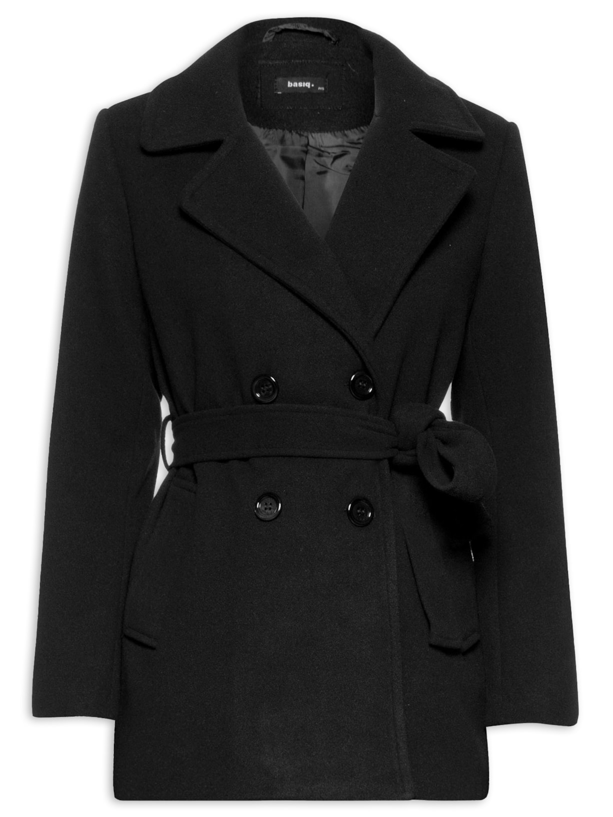 Casaco Feminino La Batida Com Cinto Basiq Preto - Main Image