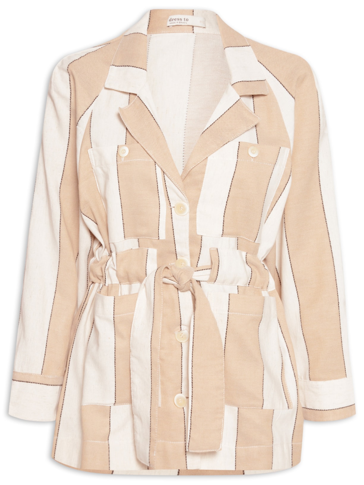 Casaco Feminino Linho Manga Raglan - Bege