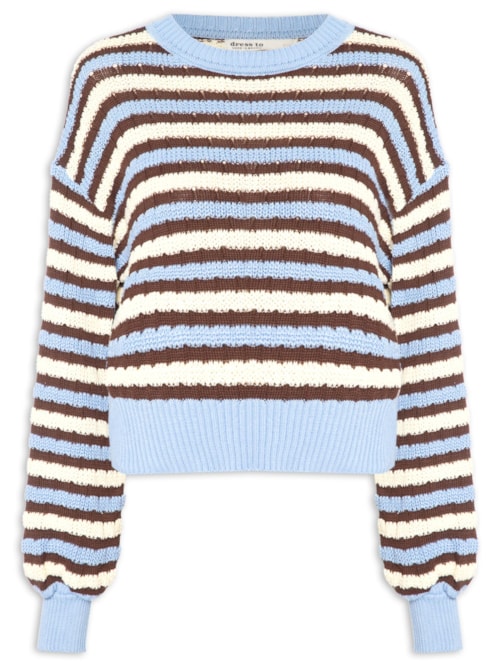 Casaco Feminino Listrado - Azul