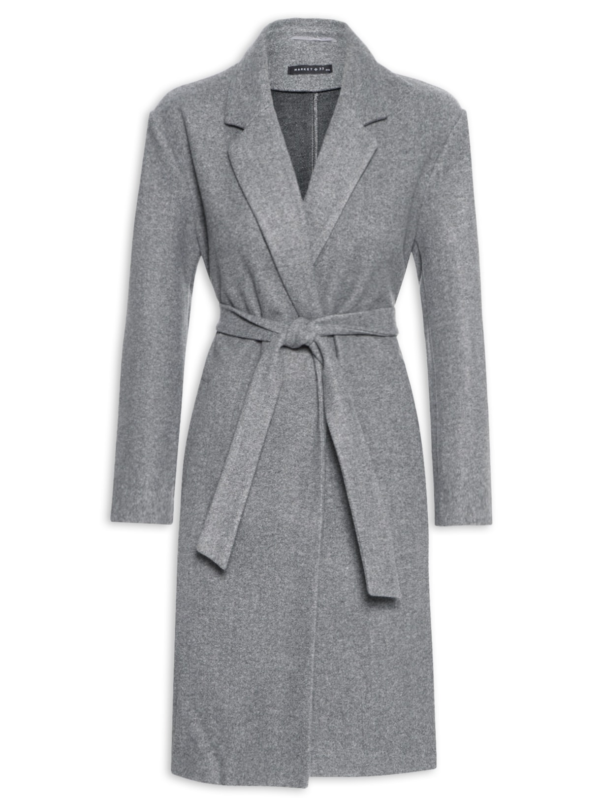 Casaco Feminino Longo com Amarração - Cinza