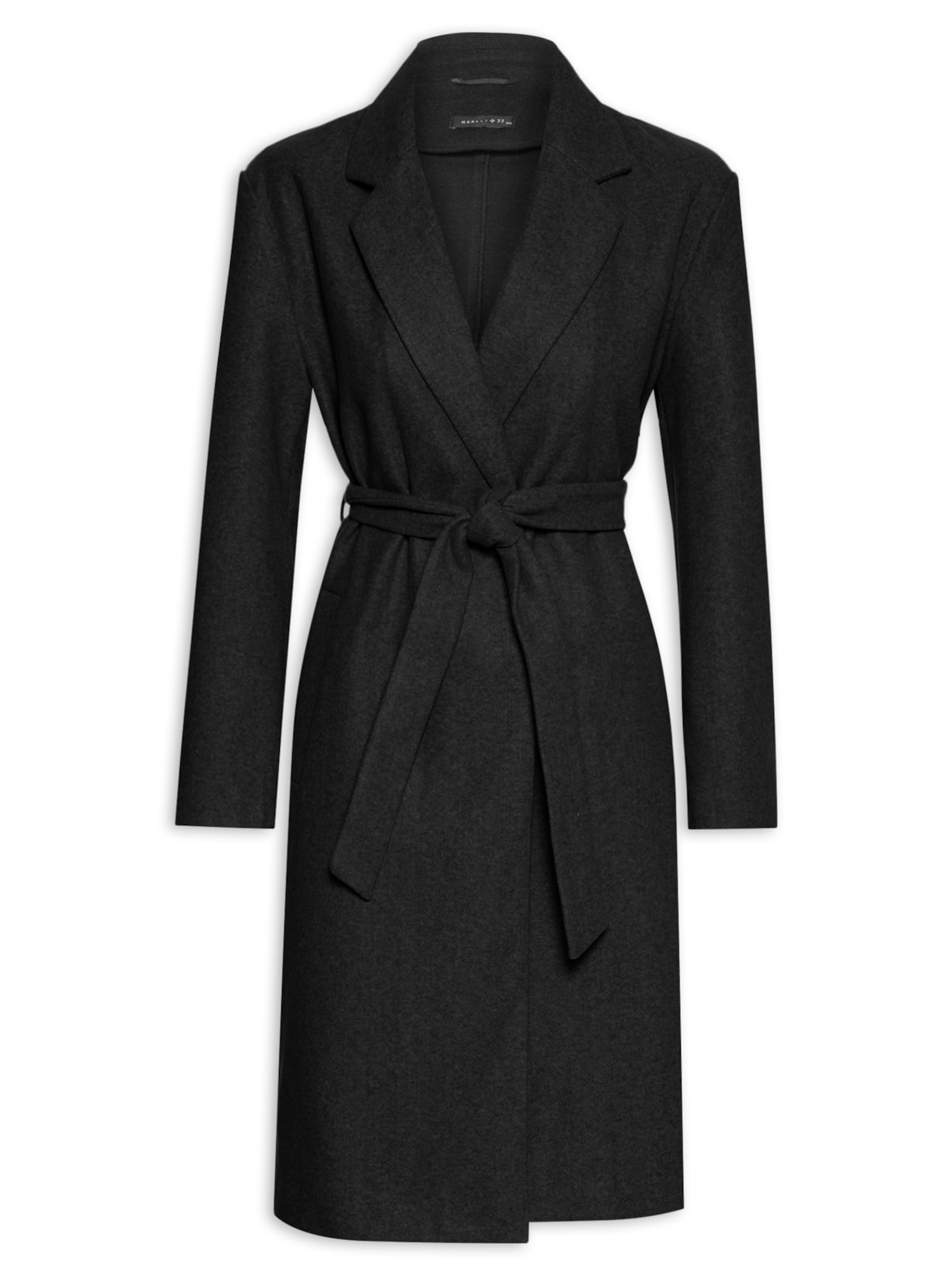 Casaco Feminino Longo em com Amarração - Preto