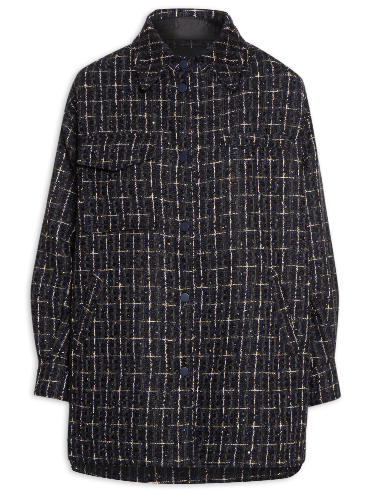 Casaco Feminino Longo Tweed - Preto