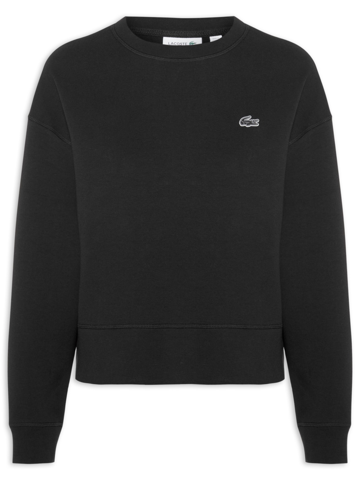 Casaco Feminino Moletom Básico Croco Preto Lacoste