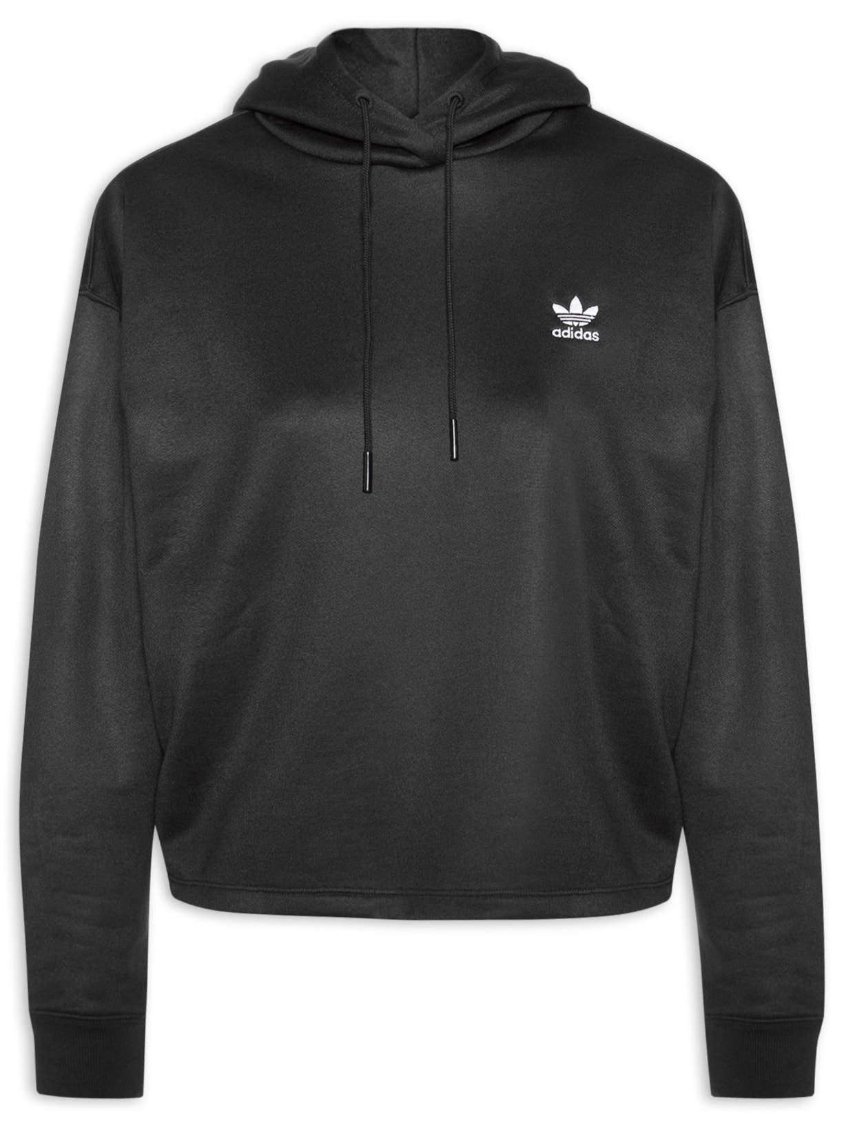 Casaco Feminino Moletom Capuz Trefoil - Preto