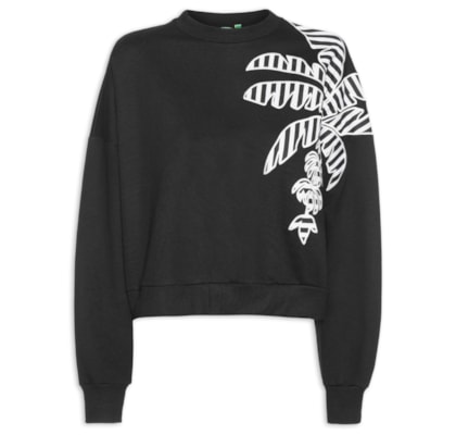 Casaco Feminino Moletom Coqueiro Bordado - Preto