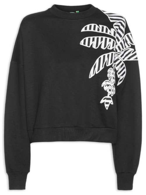 Casaco Feminino Moletom Coqueiro Bordado - Preto
