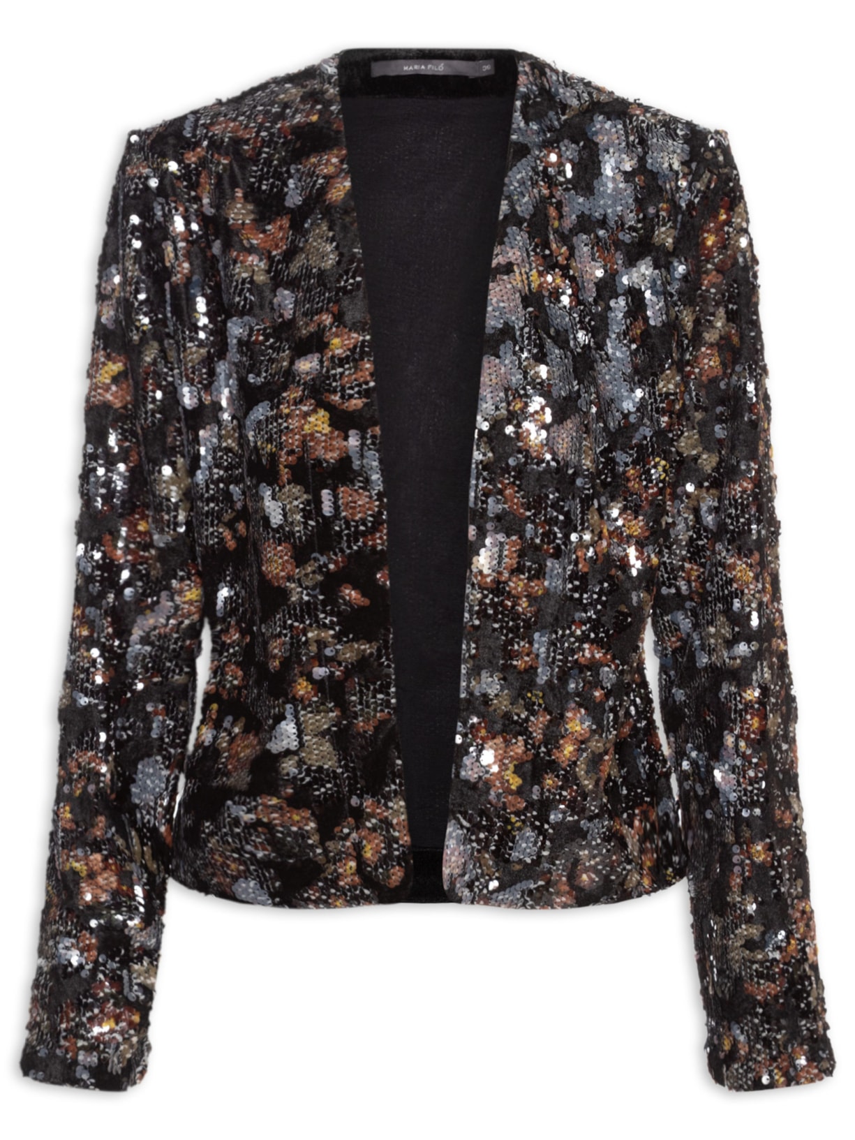 Casaco Feminino Paetê Estampa Blush Preto Maria Filó